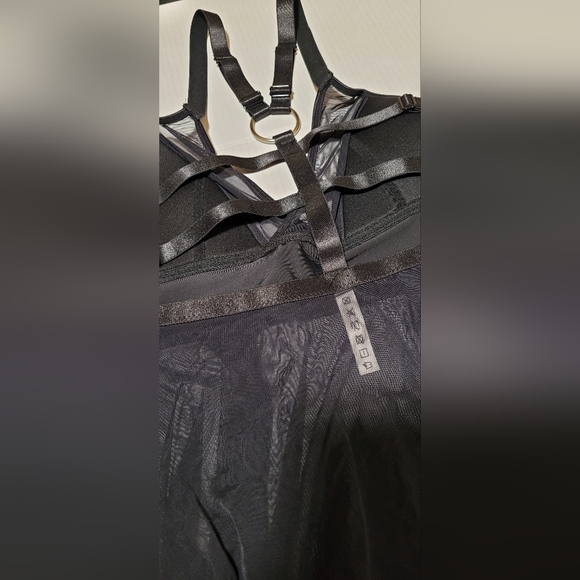 Coquette ~ Peep Show Babydoll ~ Black Gothic O-Ring Strappy Cage Lingerie - Picture 13 of 16